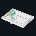 Boîtier Pour Cartes De Visite Eléphant floral rétro coloré et Damas blanches<br><div class="desc">Colorful retro flowers in a shape of an elephant over white vintage floral damasks. Modèle Fully customizable business card.</div>