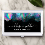 Boîtier Pour Cartes De Visite Encre d'alcool holographique moderne<br><div class="desc">Boîtier Holographique Alcohol Ink Modern Business Card. Parfait pour un salon de beauté,  coiffeur,  maquilleur ou cosmétologue.</div>