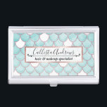 Boîtier Pour Cartes De Visite Étalons de sirène de Parties scintillant rose Turq<br><div class="desc">Ce design à thème féminin et cool est parfait pour la fille design et branchée. Il présente une parties scintillant rose imitation paillettes paillettes de sirène motif sur à d'un arrière - plan peint d'une aquarelle blanche et turquoise. C'est artistique, joli et mignon. ***REMARQUE IMPORTANTE DE CONCEPTION : Pour toute...</div>