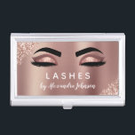 Boîtier Pour Cartes De Visite Extension rose Parties scintillant or étincelle Ey<br><div class="desc">Blush Pink - Rose Gold Parties scintillant brillant Eyelashes Lashes Extensions Salon Beauté Carte de visite avec typographie en lettres blanches pour le monogramme sur le dos. Les Cartes de visite de Parties scintillant Blush Pink et Rose Gold Girly sont parfaits pour une extension Eyelashes (lashes) moderne et élégante. La...</div>