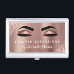 Boîtier Pour Cartes De Visite Extensions rose Parties scintillant or étincelante<br><div class="desc">Blush Pink - Rose Gold Parties scintillant brillant Eyelashes Lashes - Eyelash Extensions Salon Beauté Carte de visite avec typographie en lettres blanches pour le monogramme sur le dos. Les Cartes de visite de Parties scintillant Blush Pink et Rose Gold Girly sont parfaits pour un Eyelashes (cils), Eyebrows (sourcils), Microblading...</div>