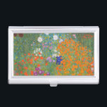 Boîtier Pour Cartes De Visite Gustav Klimt Fleur Jardin Cottage Nature<br><div class="desc">Un beau tableau de jardin - c'est un tableau classique de Gustav Klimt,  appelé Cottage Garden,  ou Bauergarten,  1907,  qui est un gros plan d'un jardin fleuri,  un tableau floral coloré.</div>