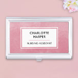 Boîtier Pour Cartes De Visite Infirmière Médicale LPN Aquarelle rose pâle<br><div class="desc">Portez vos cartes de visite avec confiance dans ce coque de porte-carte de visite chic rose vif. Avec son design moderne et abstrait, ce coque allie harmonieusement éléments doux et organiques à une élégance professionnelle. Que vous soyez infirmière, médecin, assistante médicale ou dans une autre profession, gardez vos cartes protégées...</div>