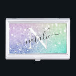Boîtier Pour Cartes De Visite Jolie Parties scintillant Holographique Fille Glam<br><div class="desc">Personnalisez facilement cet élégant motif de parties scintillant bokeh coloré avec vos détails personnalisés.</div>