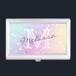 Boîtier Pour Cartes De Visite Jolie Parties scintillant Holographique Fille Glam<br><div class="desc">Personnalisez facilement cet élégant motif de parties scintillant bokeh coloré avec vos détails personnalisés.</div>