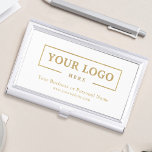 Boîtier Pour Cartes De Visite Logo d'entreprise de marque Rose Gold<br><div class="desc">Créez votre porte-carte de visite professionnel personnalisé avec le logo de votre entreprise et le texte personnalisé. Les supports de carte de visite personnalisés sont des cadeaux d'entreprise pratiques pour les cadres et les employés, et ils ajoutent une touche professionnelle et une valeur promotionnelle à la présentation de vos cartes...</div>