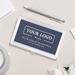 Boîtier Pour Cartes De Visite Logo d'entreprise personnalisé en bleu d'entrepris<br><div class="desc">Créez votre porte-carte de visite professionnel personnalisé avec le logo de votre entreprise et le texte personnalisé. Les supports de carte de visite personnalisés sont des cadeaux d'entreprise pratiques pour les cadres et les employés, et ils ajoutent une touche professionnelle et une valeur promotionnelle à la présentation de vos cartes...</div>