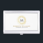 Boîtier Pour Cartes De Visite Logo Gold Parties scintillant Circle<br><div class="desc">Logo élégant moderne minimaliste faux or parties scintillant cercle.</div>
