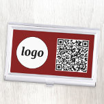 Boîtier Pour Cartes De Visite Logo simple promotionnel Business QR Code Bourgogn<br><div class="desc">Logo simple et code QR pour promouvoir votre entreprise. Remplacez le logo et le code QR par le vôtre pour customiser. Minimaliste et professionnel pour refléter votre marque.</div>