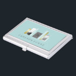 Boîtier Pour Cartes De Visite Lumière géométrique Teal d'architecte et or de<br><div class="desc">Porte-cartes de carte de visite pour un architecte en sarcelle d'hiver légère,  blanc et or avec un dessin géométrique élégant et moderne.</div>
