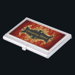 Boîtier Pour Cartes De Visite Modèle de carte de visite Red Black and Gold Swils<br><div class="desc">Elégant rouge noir et or vintage tourbillons floraux ornés conception entièrement personnalisable modèle de carte de visite.</div>