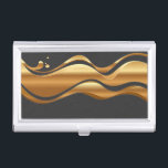 Boîtier Pour Cartes De Visite Moderne Elegant Chic Faux Gold<br><div class="desc">Élégant arrière - plan noir glamour avec faux or. Un design élégant et sophistiqué. L'idée cadeau cool parfaite pour elle en toute occasion.</div>