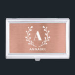 Boîtier Pour Cartes De Visite Monogramme Or rose Toute initiale et nom personnal<br><div class="desc">Personnalisez avec votre propre initiale. © Gorjo Designs. Fait pour vous via la plateforme Zazzle.</div>