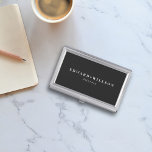 Boîtier Pour Cartes De Visite Noir moderne<br><div class="desc">Étui de carte de visite moderne et de luxe</div>