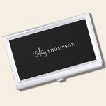 Boîtier Pour Cartes De Visite Noir moderne et Monogramme de script Professionnel<br><div class="desc">Ce coque carte de visite monogramme noir & script moderne est sophistiqué. Ce monogramme écrit à la main est parfait pour toute personne d'affaires.</div>