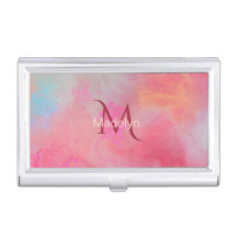 Nom personnalisé + Encre aquarelle rose monogramme
