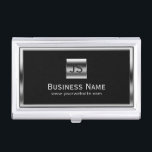 Boîtier Pour Cartes De Visite Obscurité professionnelle encadrée par argent<br><div class="desc">Porte-cartes de carte de visite professionnel encadré par argent d'initiales de monogramme.</div>