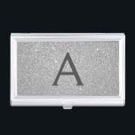 Boîtier Pour Cartes De Visite Parties scintillant d'argent et monogramme étincel<br><div class="desc">Parties scintillant Argent Faux et Titulaire Élégant de carte d'affaires Monogram Sparkle. Ce détenteur de carte de visite peut être customisé pour inclure votre nom initial et prénom.</div>
