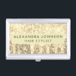 Boîtier Pour Cartes De Visite Parties scintillant d'or et Monogramme étincelant<br><div class="desc">Parties scintillant à goutte Gold Faux et titulaire de carte d'affaires élégante pour filles étincelante. Ce détenteur de carte de visite peut être customisé pour inclure votre prénom et votre nom de famille.</div>