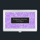 Boîtier Pour Cartes De Visite Parties scintillant et étincelles de Faux violet-l<br><div class="desc">Parties scintillant en faux violet lavande moderne et brille les accents noirs.</div>