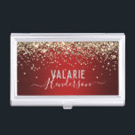 Boîtier Pour Cartes De Visite Parties scintillant et monogramme métallique bross<br><div class="desc">Parties scintillant de fille et de métal brossé amusant typographie script.</div>