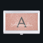 Boîtier Pour Cartes De Visite Parties scintillant rose Rose or et Monogramme éti<br><div class="desc">Rose Rose Gold et Charcoal Grey (gris) Faux Parties scintillant et Sparkle Elegant Monogram Porte carte d'affaires est parfait pour un Microblading, Salon de ongles, soins de la peau, Eyelash Extension ou Hair et Make Up Beauty Salon Business. Ce détenteur de carte de visite peut être customisé pour inclure votre...</div>