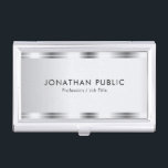 Boîtier Pour Cartes De Visite Personnaliser Argent Look Glamour Élégant Modèle<br><div class="desc">Personnaliser Argent Look Glamour Élégant Moderne Modèle Simple Titulaire de carte d'affaires.</div>