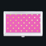 Boîtier Pour Cartes De Visite pois élégants faux or rose<br><div class="desc">Design pois élégant et moderne.</div>