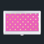 Boîtier Pour Cartes De Visite pois élégants faux or rose<br><div class="desc">Design pois élégant et moderne.</div>