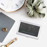Boîtier Pour Cartes De Visite Rose Gold Marquee | Personalized<br><div class="desc">Elegant business card holder features your name and/or business name in classic white lettering on a rich soft black background with cascading strands of faux rose gold foil string lights.</div>