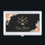 Boîtier Pour Cartes De Visite Salon floral vintage de coiffeur de maquilleur<br><div class="desc">Porte-cartes de carte de visite floral vintage de salon de coiffeur de maquilleur.</div>