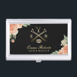 Boîtier Pour Cartes De Visite Salon floral vintage de coiffeur de maquilleur<br><div class="desc">Porte-cartes de carte de visite floral vintage de salon de coiffeur de maquilleur.</div>