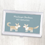 Boîtier Pour Cartes De Visite Services pour animaux de compagnie<br><div class="desc">Un dessin de chien Corgi mignon sur un arrière - plan vert turquoise. Idéal pour les promeneurs de chiens,  les toiletteurs de chiens,  les gardiens de chiens et tout autre service pour animaux de compagnie. Art original de Nic Squirrell.</div>