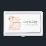 Boîtier Pour Cartes De Visite Simple Mélangeur Floral Boulangerie de gâteau de f<br><div class="desc">Un mignon mélangeur de gâteau rose avec des fleurs décore ce coque carte de visite de boulangerie. Personnalisez-le avec votre nom et vos informations commerciales. Un endroit idéal pour ranger ses cartes de visite. Conçu pour vous par Blackberry Boulevard.</div>