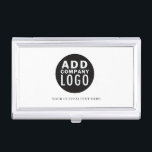 Boîtier Pour Cartes De Visite Simple Minimaliste Votre Logo Ici |<br><div class="desc">Ce coque carte de visite dispose d'un simple modèle de logo et d'une ligne de texte personnalisée. Échangez le logo pour n'importe quel logo de votre choix et remplacez la ligne de texte par n'importe quel libellé de votre choix. #yourlogohere #zazzlemade</div>