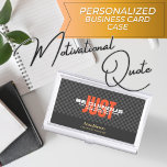 Boîtier Pour Cartes De Visite "Soyez curieux" Motivational Quote Consultant<br><div class="desc">Coque professionnel carte de visite avec thème de motivation "Just Be Curious". Ce design est composé d'un arrière - plan motif à carreaux avec une couleur orange vif et accrocheuse d'un mot "JUST" tandis que le texte blanc placé sur le dessus, le rendant élégant et moderne. Personnalisez ce modèle en...</div>
