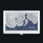 Boîtier Pour Cartes De Visite Titulaire de carte d'affaires Denim Jean & White L<br><div class="desc">Titulaire de carte d'affaires Denim Jean & White Lace. Customisez avec n'importe quel texte ou laissez-le vide.</div>