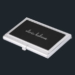 Boîtier Pour Cartes De Visite Trendy Monogram | Name de script noir moderne<br><div class="desc">A simple stylish custom monogram design in informal casual handwritten script typographiy in striking monochrome and white. The monogram can easily be personalized to make a design as unique as you are! The perfect trendy poison ou accessoire pour un instant.</div>