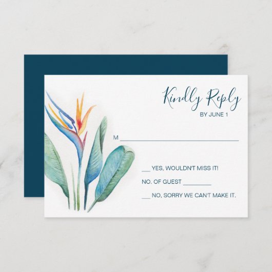 Boîtier RSVP botanique d'aquarelle tropicale (Devant / Derrière)