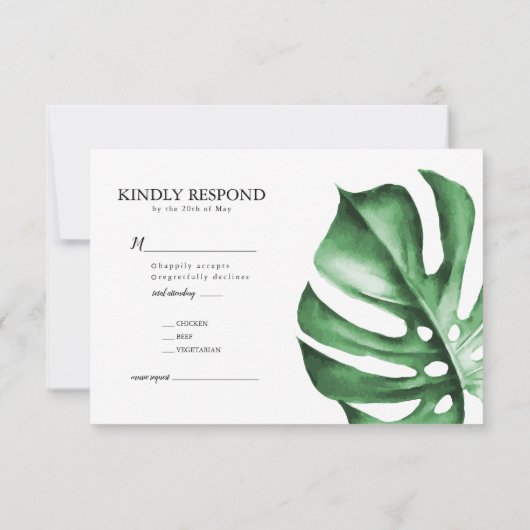 Boîtier RSVP de mariage de plage tropicale Inserti (Dos)