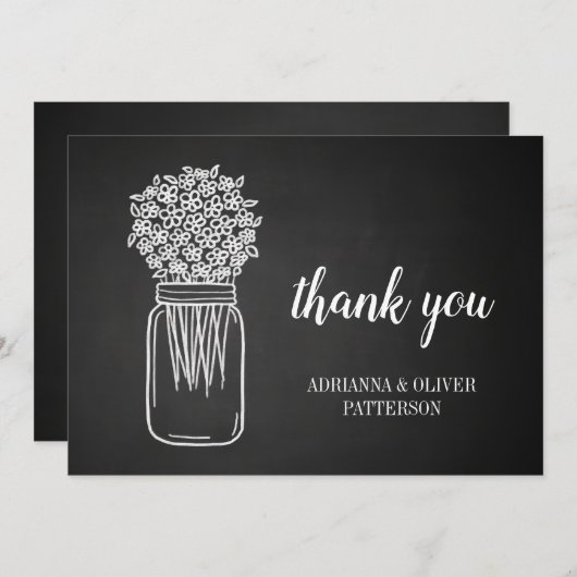 Boîtier rustique Mason Fleurs de bocal Merci (Devant / Derrière)