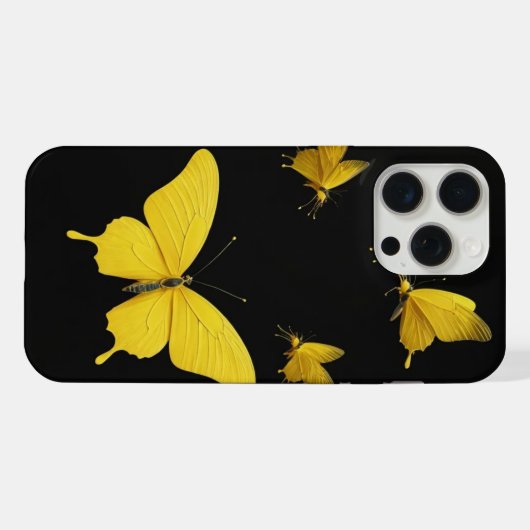 Boîtier téléphonique papillon jaune pour iphone15  (Verso Horizontal)