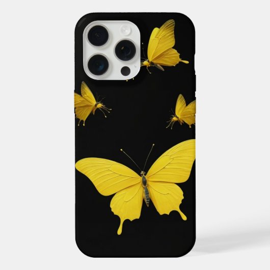 Boîtier téléphonique papillon jaune pour iphone15  (Verso)