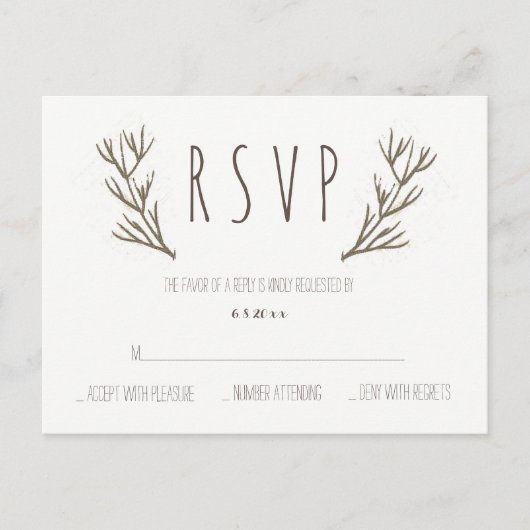 Boitiers rustiques couronne mariage rsvp cartes po (Devant)