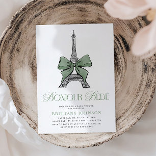 Bojour Bebe Elegant Parijse Baby shower Kaart