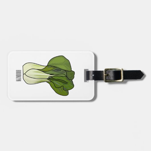 Bok choy cartoon illustratie bagagelabel (Voorkant horizontaal)