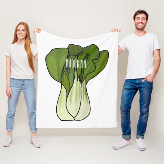 Bok choy cartoon illustratie fleece deken (In situ)