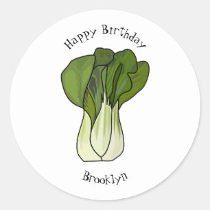 Bok choy cartoon illustratie ronde sticker