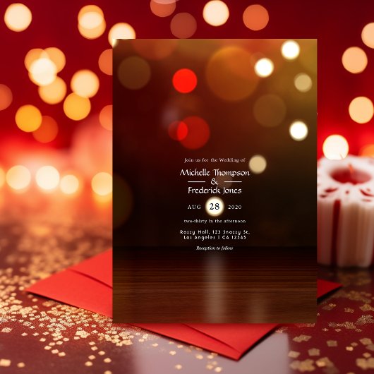 Bokeh Beach Wedding Invitation Kaart