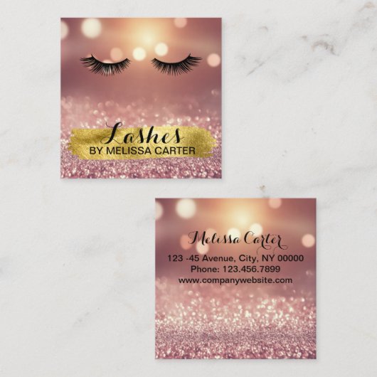 Bokeh Beauty Salon Make-up Artiest Lash Extensions Vierkante Visitekaartje (Voorkant / Achterkant)